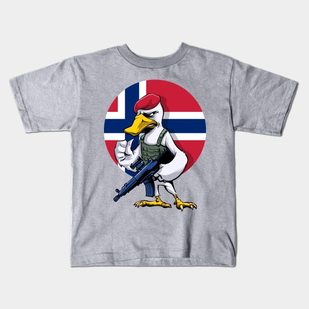 Norway Swan Trooper Cartoon Kids T-Shirt by Black Tee Inc